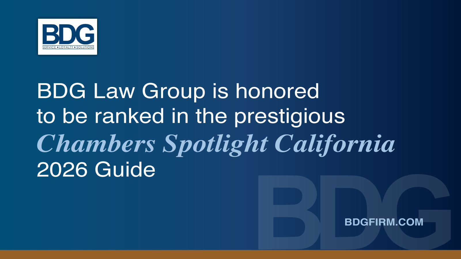BDG Law Group Recognized in the Chambers Spotlight California 2026 Guide